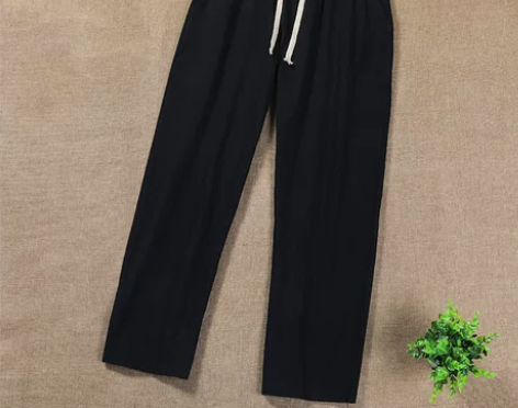 ?男士春夏亚麻长裤加肥加大码棉麻裤宽松薄款...