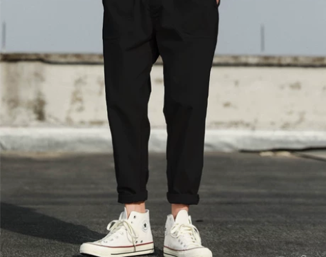 日系亚麻九分裤子男夏季薄款束脚休闲裤宽松直...