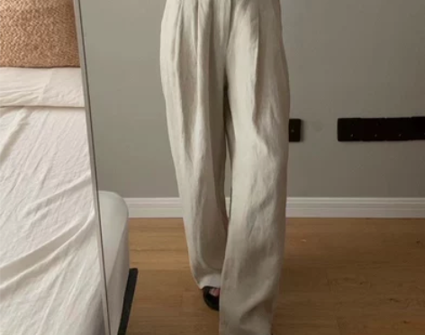 韩货宽松休闲棉麻裤女2022夏季新款百搭高...