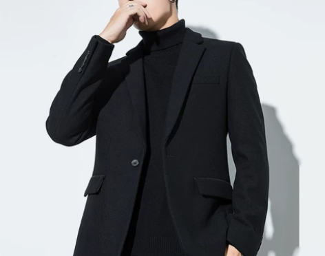 黑择明男士毛呢西装 韩版修身单西潮流秋季帅...