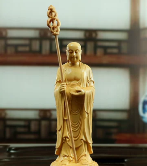 地藏王菩萨木雕，黄杨木家居客厅佛像，手把件...