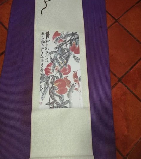 工艺品画一幅，已手工裱糊挂轴，品相如图完好...