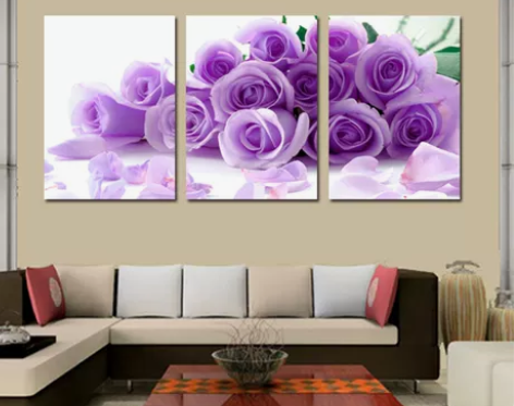 水晶客厅装饰画卧室无框画挂画房间壁画紫色玫...