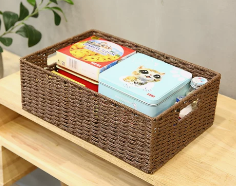 编织收纳筐桌面玩具杂物零食收纳盒收纳篮子布...