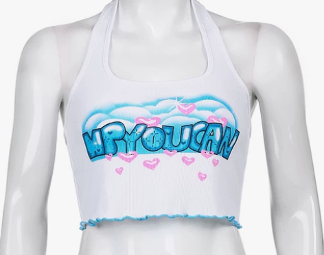 DARLINGAGA复古小清新挂脖字母背心...