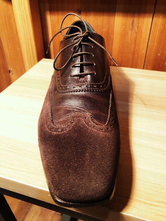 鹿皮十小牛皮面正装布洛克男鞋  43码  ...