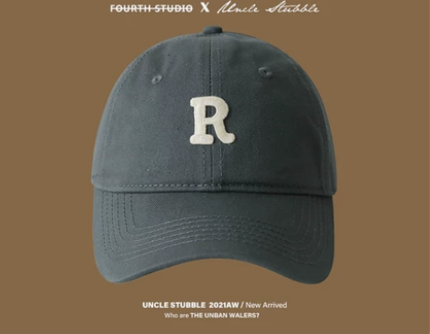 R标咖啡色棒球帽女大头围显瘦显脸小百搭运动...