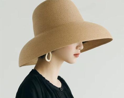 ?草帽女夏大帽檐法式防晒赫本风遮阳帽沙滩可...