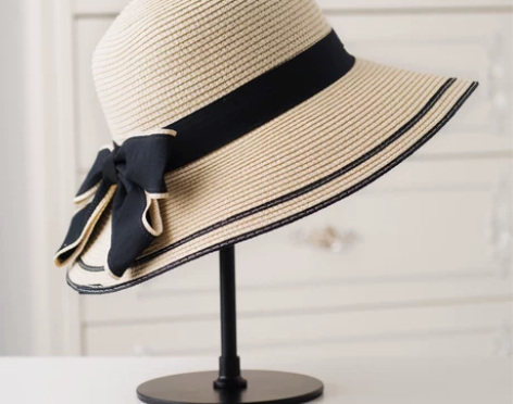 百恩思草帽女士夏天大沿防晒遮阳帽子沙滩帽折...