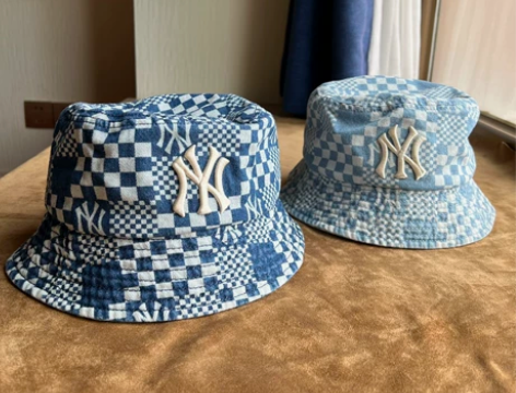 MLB新款牛仔棋盘格渔夫帽 渔夫帽多火还用...