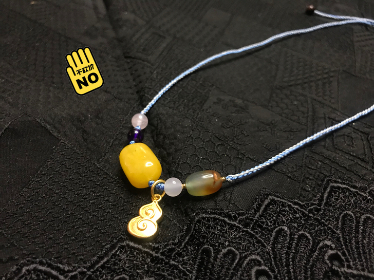 全新 全手工编织,蜜蜡玛瑙沙金