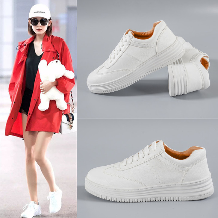 包邮!真皮小白鞋女小码2021大码41内增...