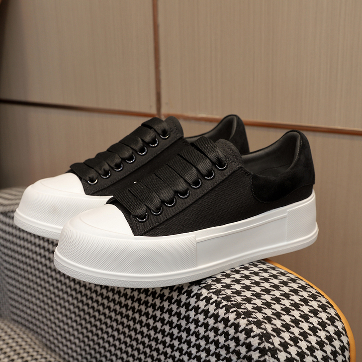 松糕厚底内增高休闲帆布鞋女小码313233...