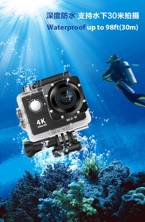 全新带遥控高清4K带wifi运动相机防水潜...