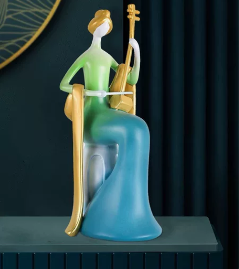 民乐二胡国风人物雕塑摆件 很高级 售出不...