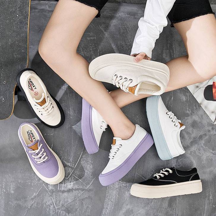 【码全】飞跃低帮帆布鞋大头面包鞋新款增高松...