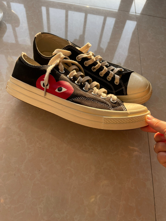 实拍！匡威川久保玲爱心帆布鞋，男款，44码...