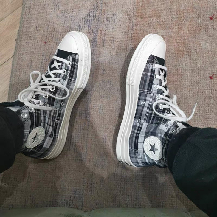 匡威黑白格子拼接36码