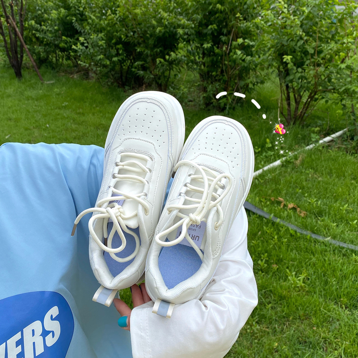 易少年 可爱大头鞋女ins超火百搭厚底小白...