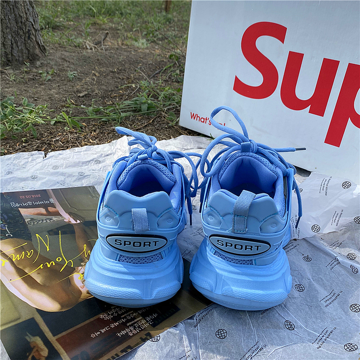 易少年 蓝色港风老爹鞋ins超火2021夏...