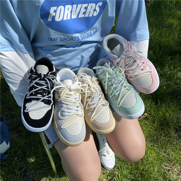 易少年 德训鞋女圆头低帮板鞋ins超火百搭...