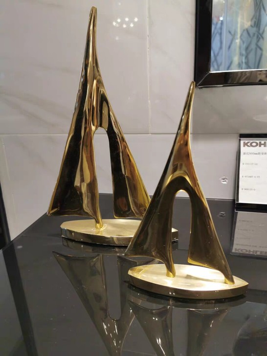 【纯铜全新】轻奢纯铜一帆风顺摆件帆船工艺品...