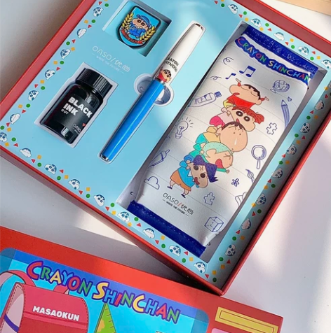优尚蜡笔小新钢笔文具礼盒套装儿童学生专用学...