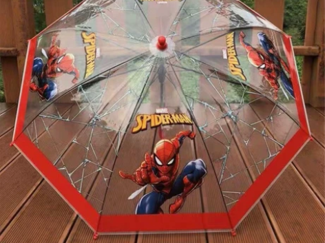 儿童透明雨伞宝宝半自动直杆伞幼儿园宝宝用伞...