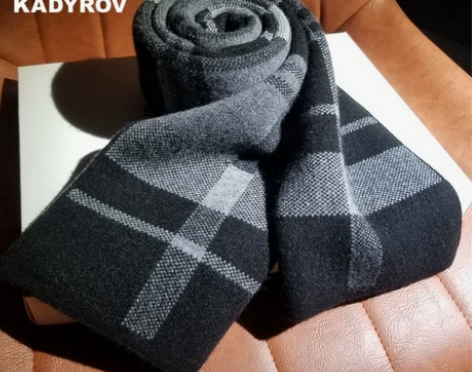 2022高档山羊绒围巾男士秋冬季格子加厚保...