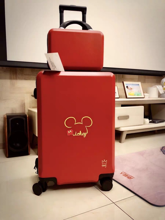 全新迪士尼行李箱女ins网红子母箱20寸红...
