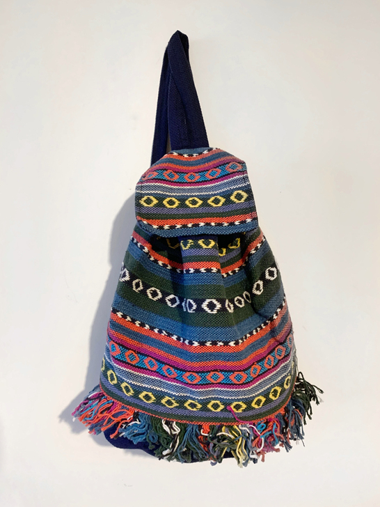 民族风双肩水桶包 大容量布包