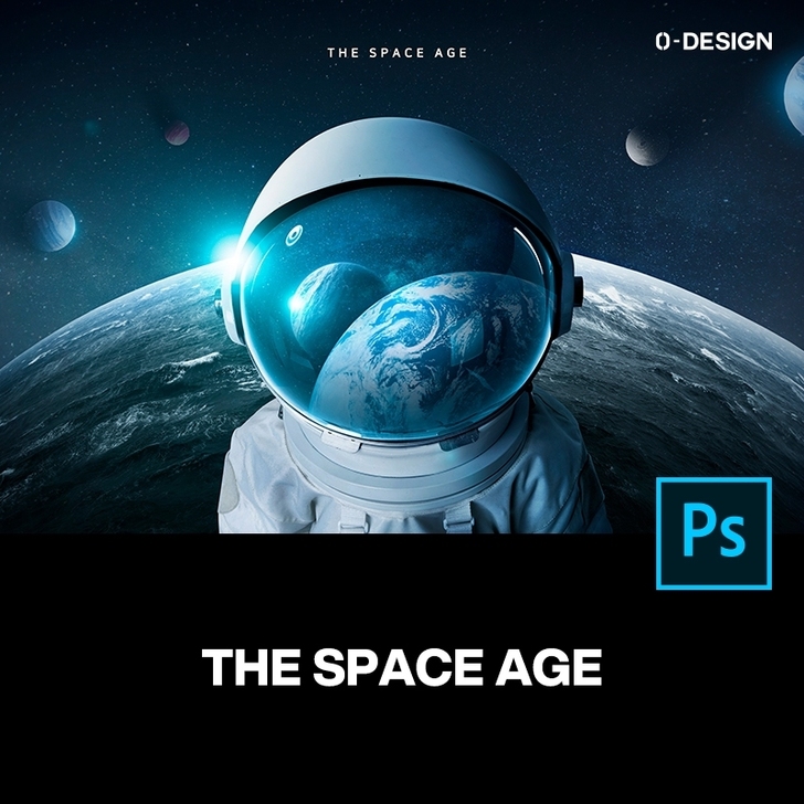 未来科幻宇航员火箭航天宇宙卫星主视觉海报设...