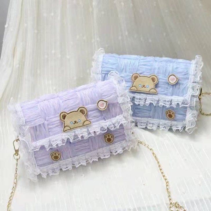 手工编织包纱带蕾丝diy送女友礼物网格板缝...