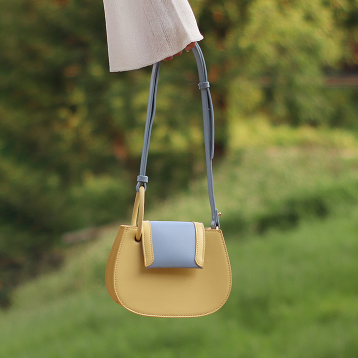 NOCEL独立原创设计拼色马鞍小包2021...