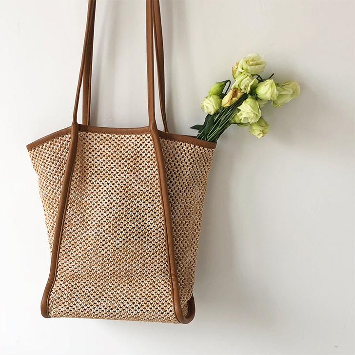 Shankyou ins拼色镂空草编包韩风...