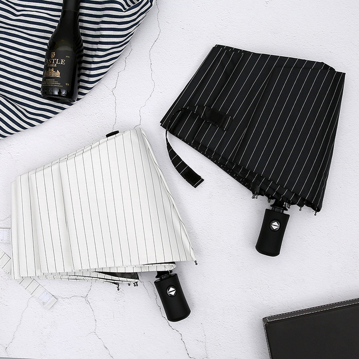 日系全自动雨伞s女遮阳伞条纹晴雨两用防晒防...