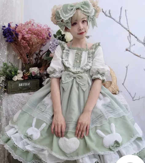 大刀出云边日记Lolita 甜丝兔若草色m...