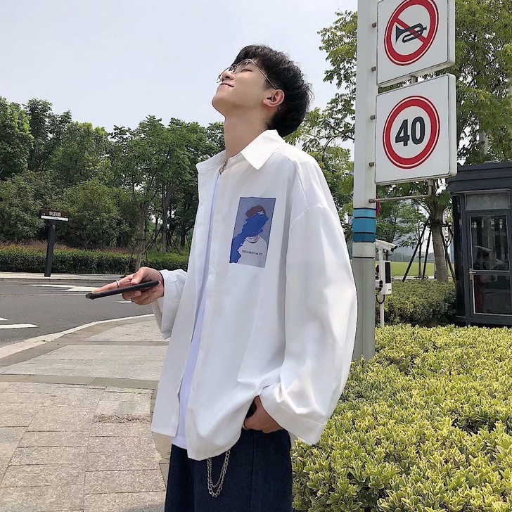 春秋季2020新款韩版男士长袖衬衣潮流宽松...