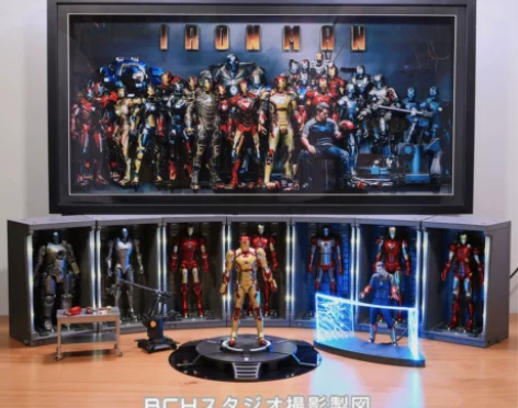 正品漫威中动钢铁侠手办格纳库复联可动发光模...