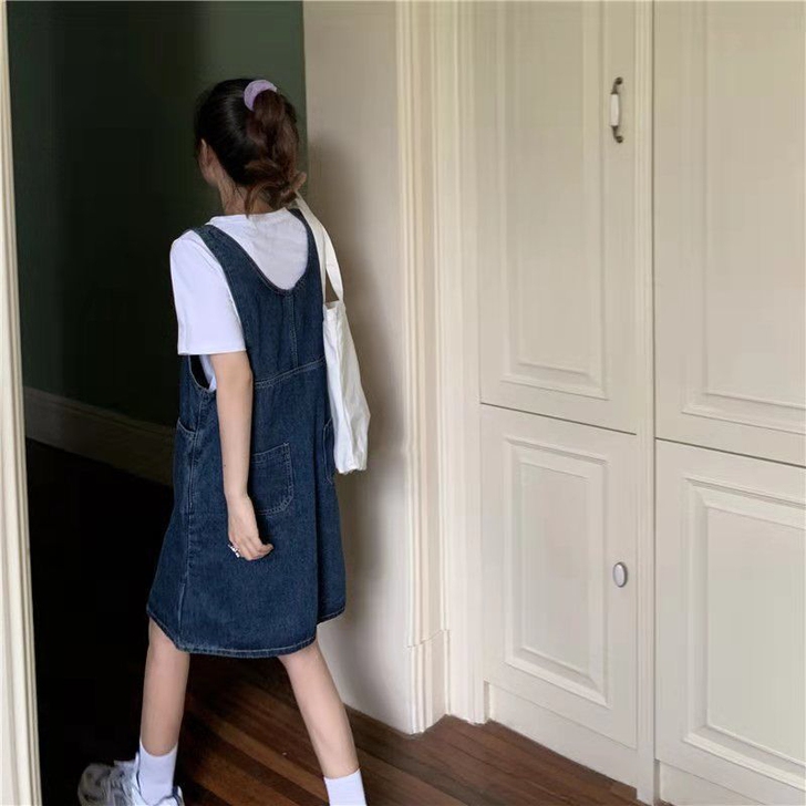 背带裙女宽松韩版夏季穿搭学生小清新裙子短款...