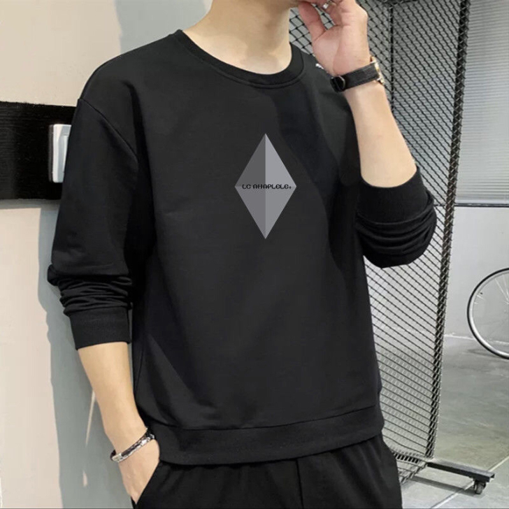 春秋季卫衣男T恤圆领套头宽松韩版大码休闲长...