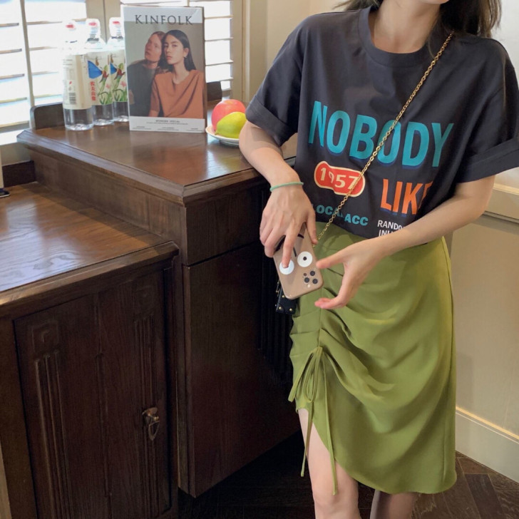 仅下水洗过 包邮 高腰不规则半身裙女设计感...