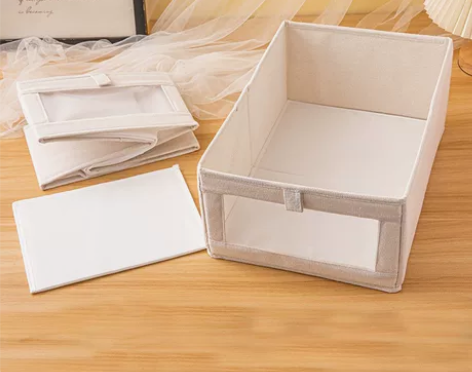 棉麻衣服收纳盒布艺收纳箱可视窗衣物玩具杂物...