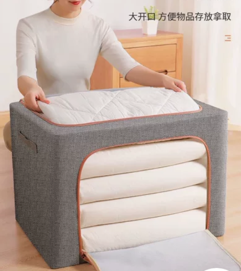 衣服收纳箱布艺衣柜家用卧室特大号收纳袋棉麻...
