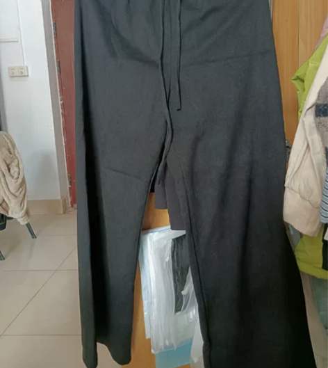 厚黑色阔腿裤（不加绒），柔软，裤长90+ ...