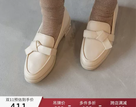 RANDA 22秋冬新款甜美圆头粗跟蝴蝶结...