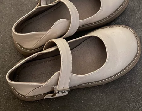 玛丽珍鞋日系jk软妹圆头娃娃鞋小众设计小皮...