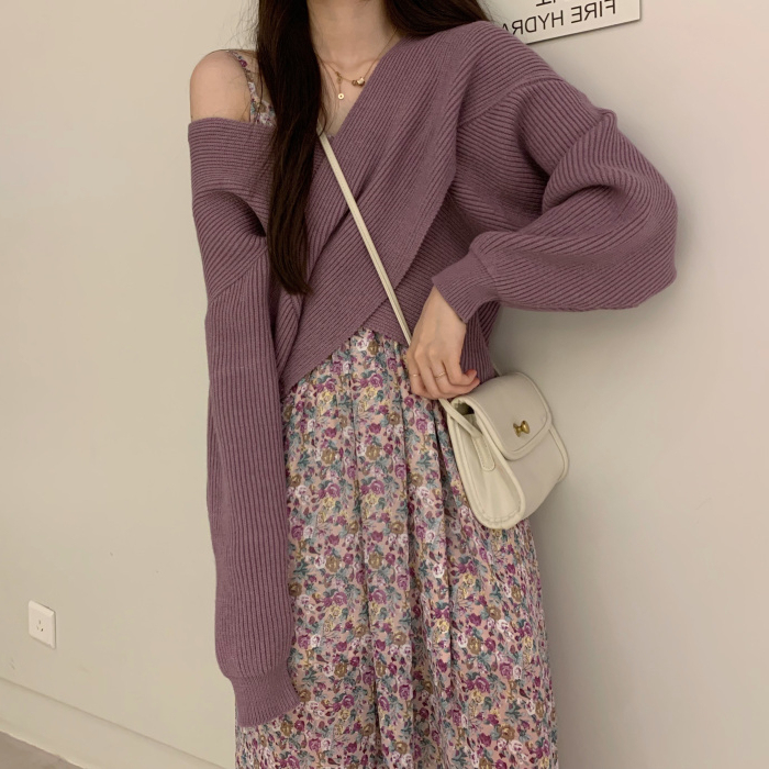 文艺复古！芙雨朵 针织衫连衣裙