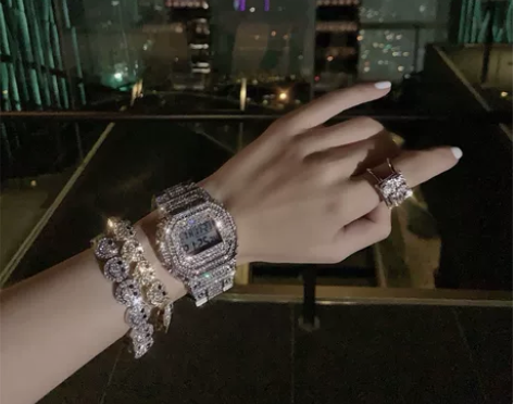 赵辰晨 钻石闪耀 网红时尚超闪全镶钻手表男...