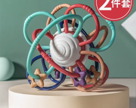 咕咕曼哈顿手抓球磨牙棒益智早教宝宝摇铃玩具...